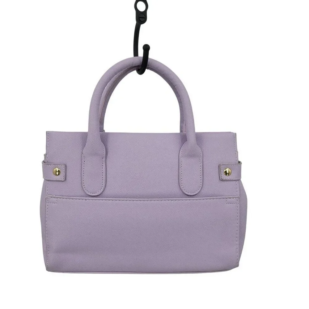 Bebe Womens Vegan Evie Satchel Bag Lilac Pastel Purple Faux‎ Leather Top Handle